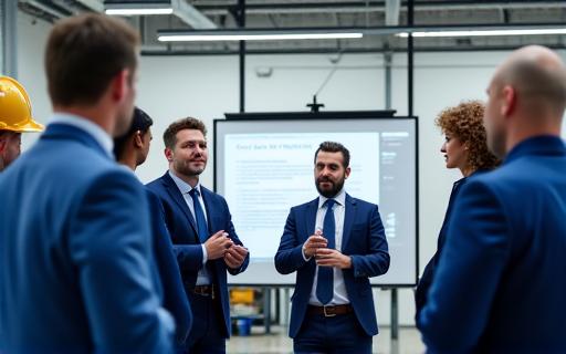 生産的な研修セッションに参加する多様な工場管理者たち