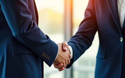 採用を表現する握手をしている専門家たち